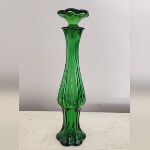 Vintage Bud Vase Glass Emerald Green Avon Perfume Bottle